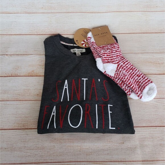 Rae Dunn "Santa's Favorite" Sweatshirt and Socks Set Women's Size Medium - Picture 1 of 11